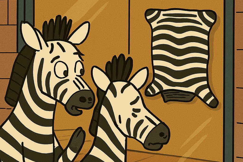 Zebras looking at a Zebra pelt